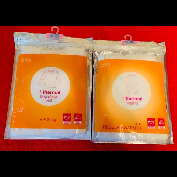 English Marks & Spencer Thermal underwear leggings & vest set Junior Girls 13-14 - Picture 1 of 8